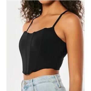 Hollister Gilly Hicks Micro Corset Bra Top in Black bustier crop goth sz M